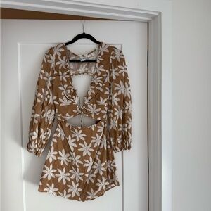 Floral Brown and White Women's Top